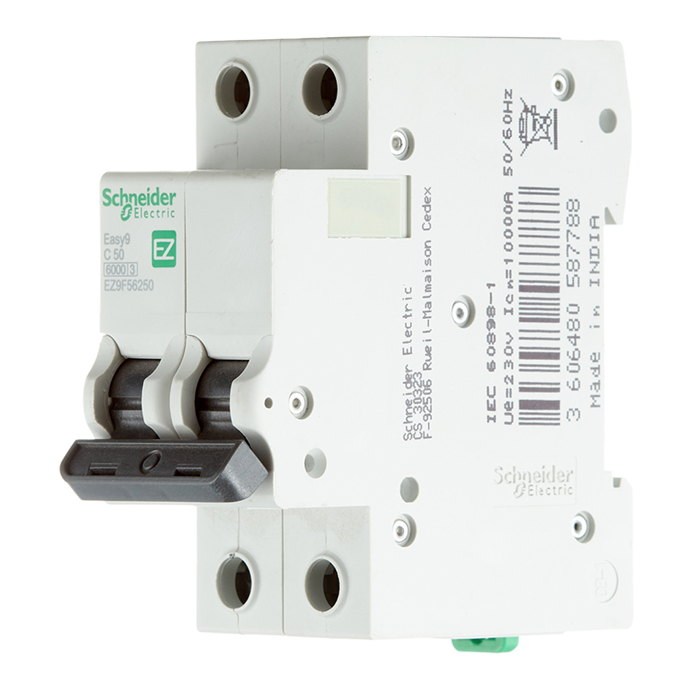 фото Автоматический выключатель schneider electric easy9 (ez9f56250) 2p 50а тип c 6 ка 220 в на din-рейку