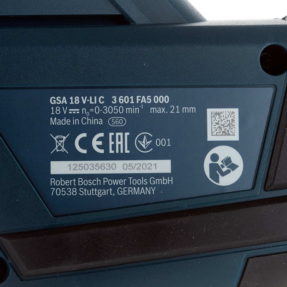 фото Пила сабельная аккумуляторная bosch gsa 18 v-li c (06016a5001) 18в li-ion без акб и зу