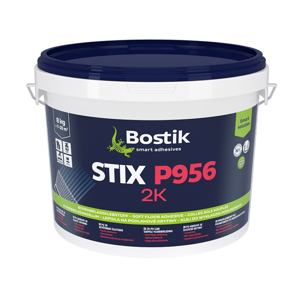 Клей полиуретановый для ПВХ/ паркета/ каучуковых напольных покрытий Bostik Stix P956 2K PU 8 кг клей kiilto eco 2k pu