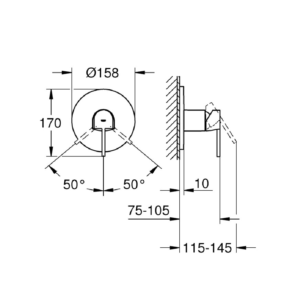 фото Смеситель для душа grohe plus 24059003 однорычажный без встраиваемого механизма в комплекте