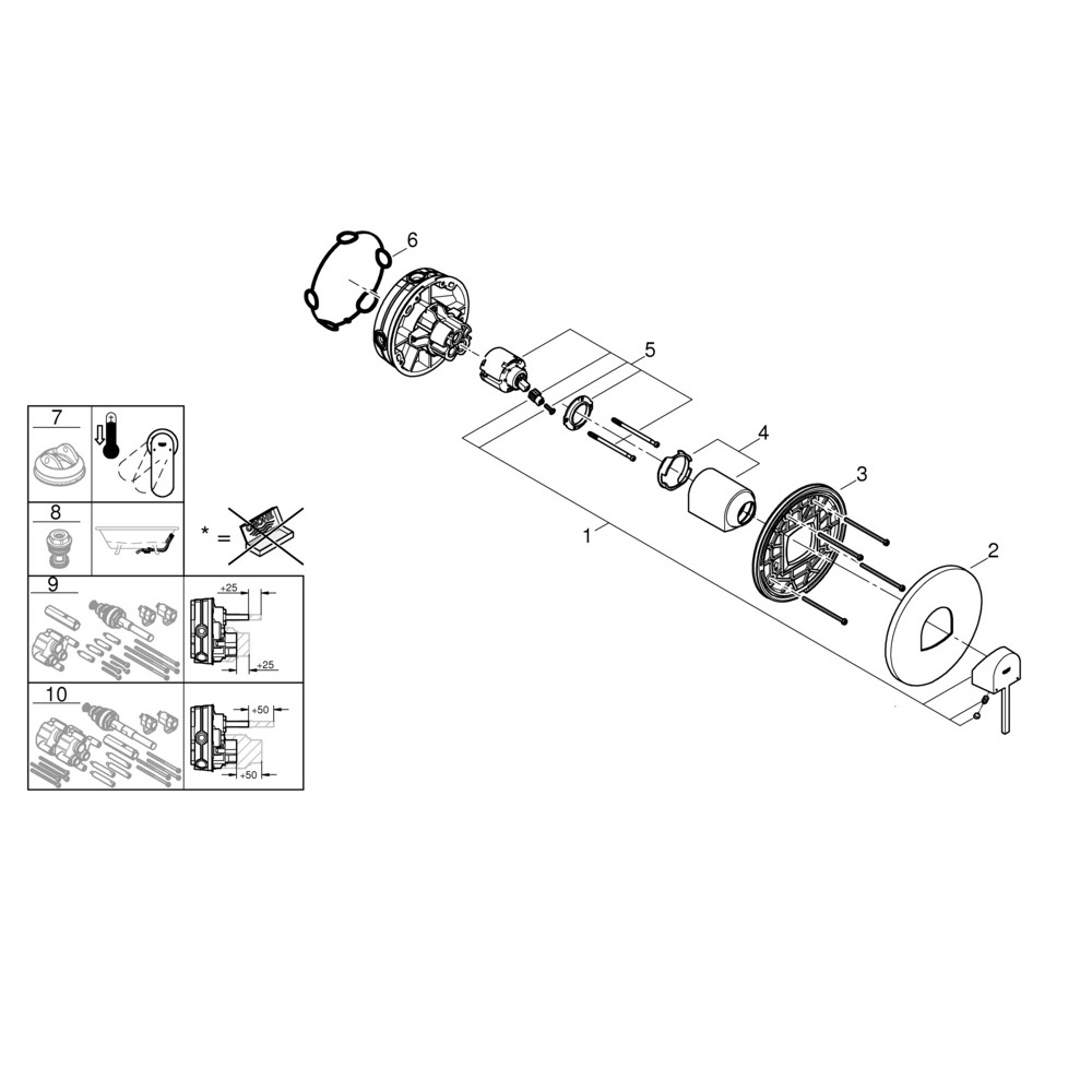 фото Смеситель для душа grohe plus 24059003 однорычажный без встраиваемого механизма в комплекте