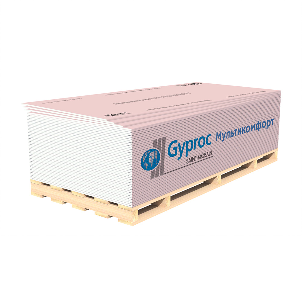Гипсокартон Gyproc Мультикомфорт 2500х1200х12,5 мм звукоизоляционный влаго-огнестойкий высокопрочный