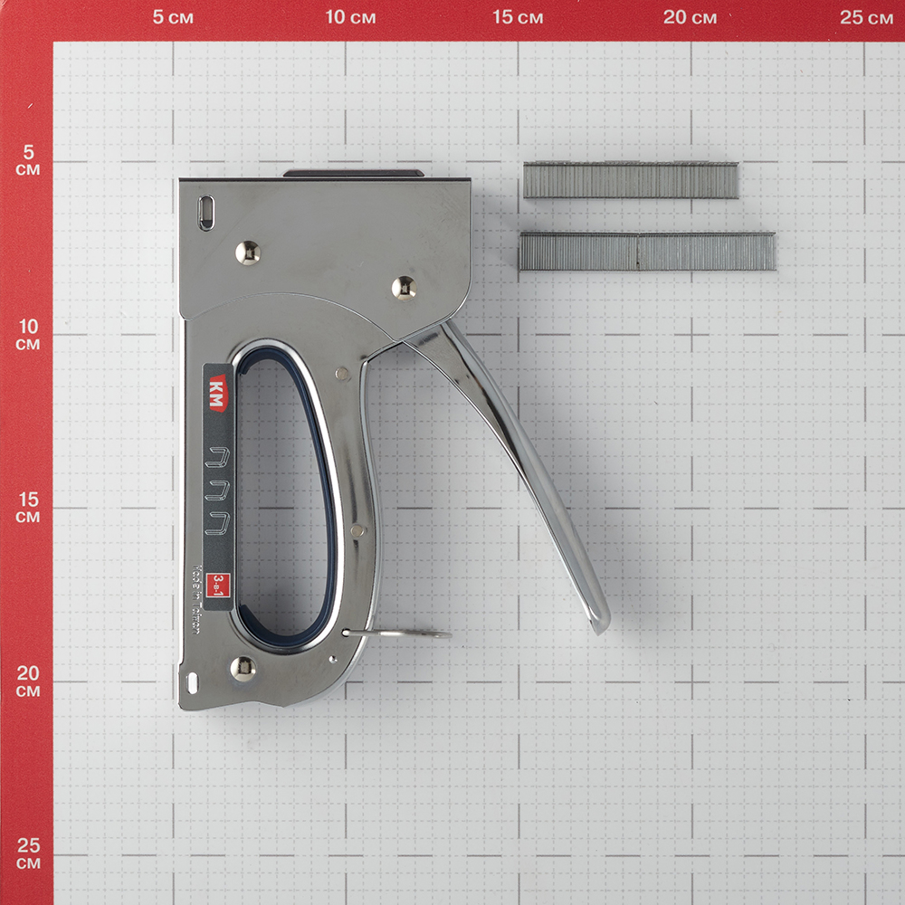 фото Степлер строительный для скоб км 3 в 1 стальной
