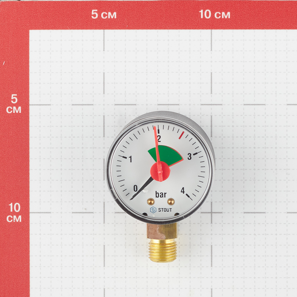 фото Манометр stout (sim-0008-500408) 1/4 нр(ш) радиальный 4 бар d50 мм
