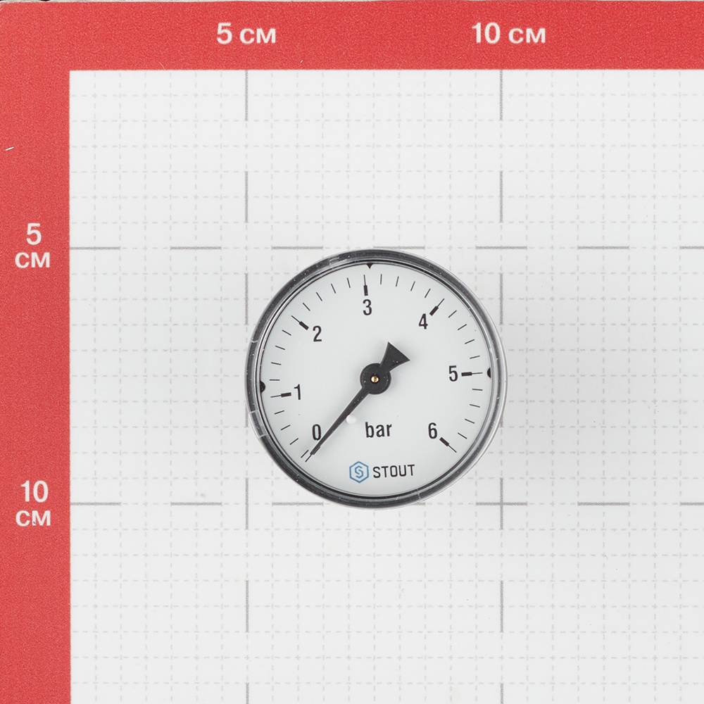 фото Манометр stout (sim-0009-500608) 1/4 нр(ш) аксиальный 6 бар d50 мм
