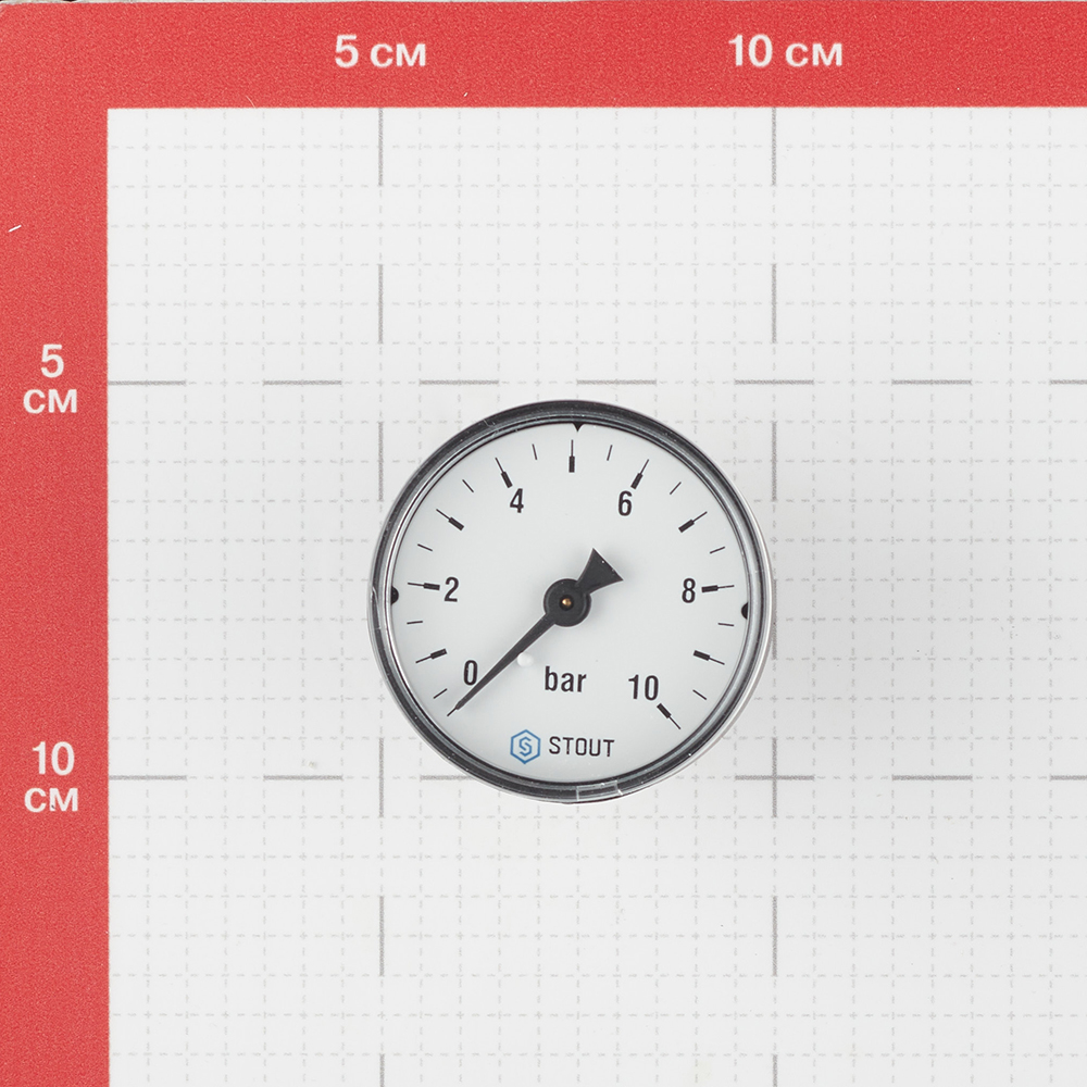 фото Манометр stout (sim-0009-501008) 1/4 нр(ш) аксиальный 10 бар d50 мм