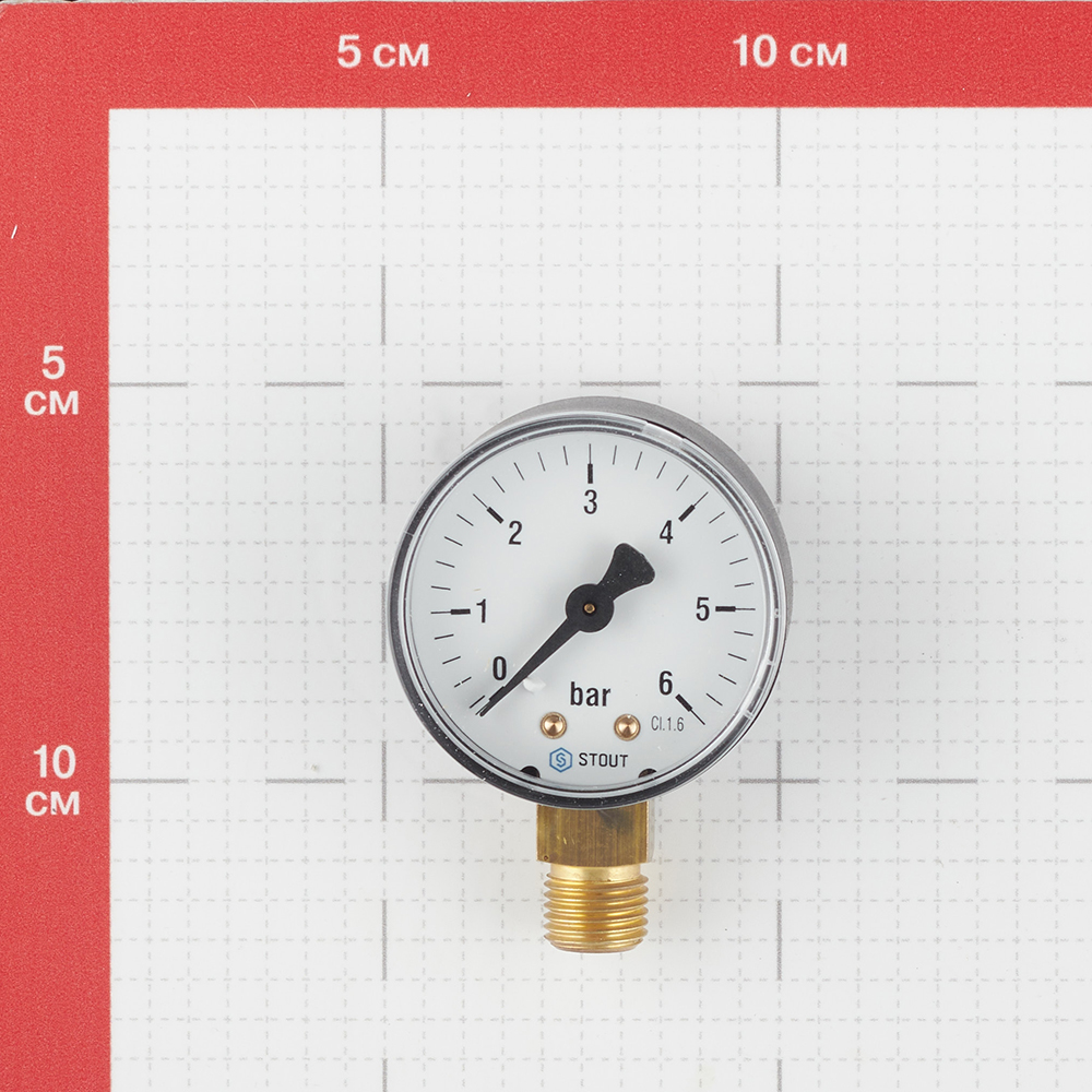 фото Манометр stout (sim-0010-500608) 1/4 нр(ш) радиальный 6 бар d50 мм