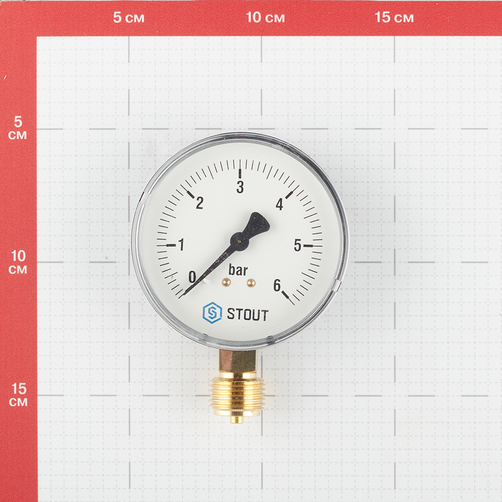 фото Манометр stout (sim-0010-800615) 1/2 нр(ш) радиальный 6 бар d80 мм