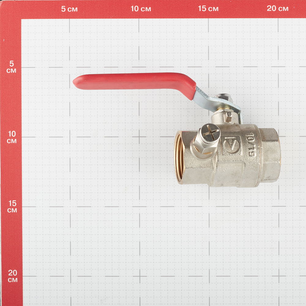 фото Кран шаровой латунный valtec base (vt.245.n.06) 1 вр(г) проходной ручка с дренажом и воздухоотводчиком прямой
