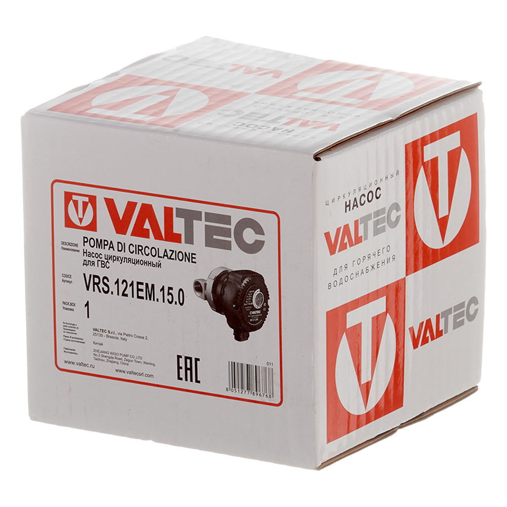 Циркуляционный насос для систем отопления VALTEC VRS12/1EM (VRS.121EM.15.0) DN12 подъем 1,6 м 80 мм