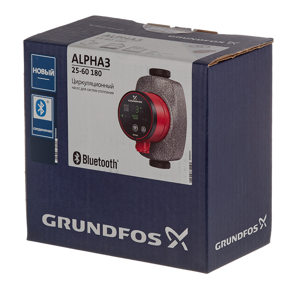 Циркуляционный насос для систем отопления Grundfos Alpha3 25-60 (99371971) DN25 подъем 6 м 180 мм