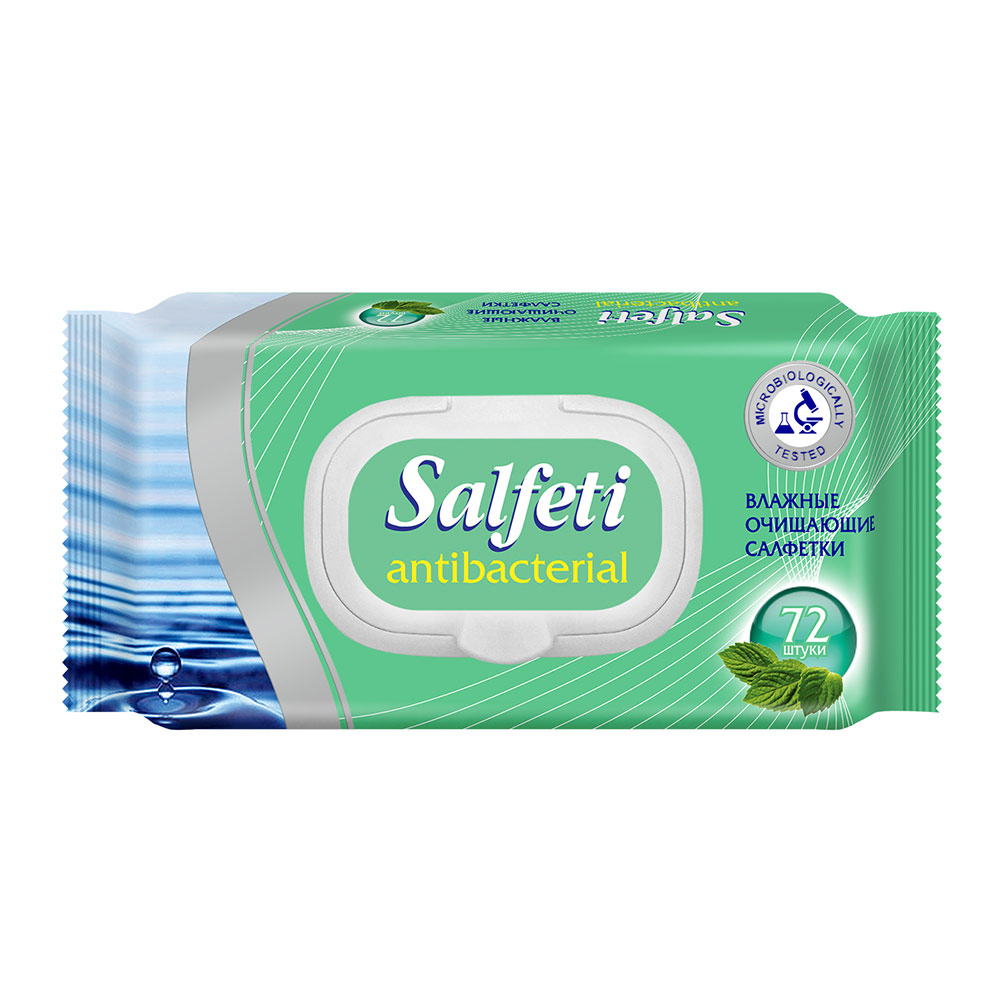salfeti влажные салфетки антибактериальные с клапаном 72 шт 2 уп Салфетки влажные антибактериальные Salfeti с клапаном (72 шт.)