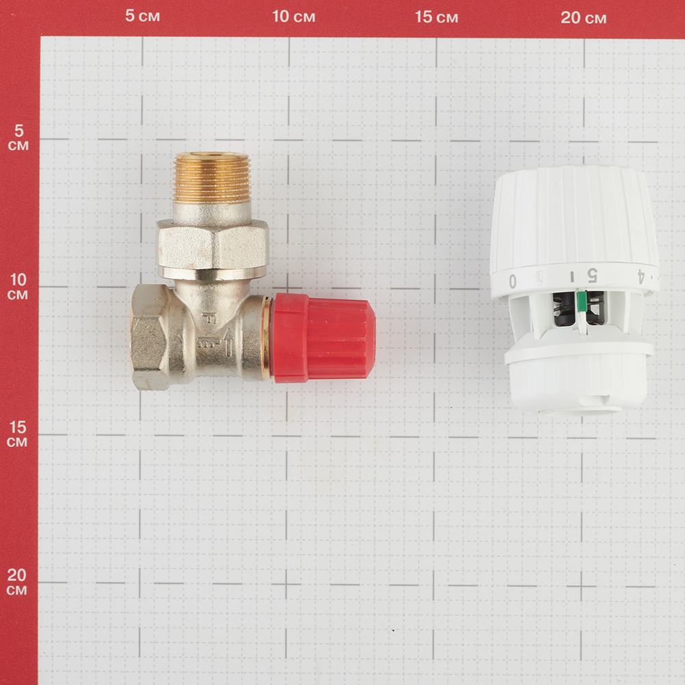 фото Клапан (вентиль) термостатический угловой danfoss (013g2235) 3/4 нр(ш) х 3/4 вр(г) для двухтрубных систем с термоголовкой комплект