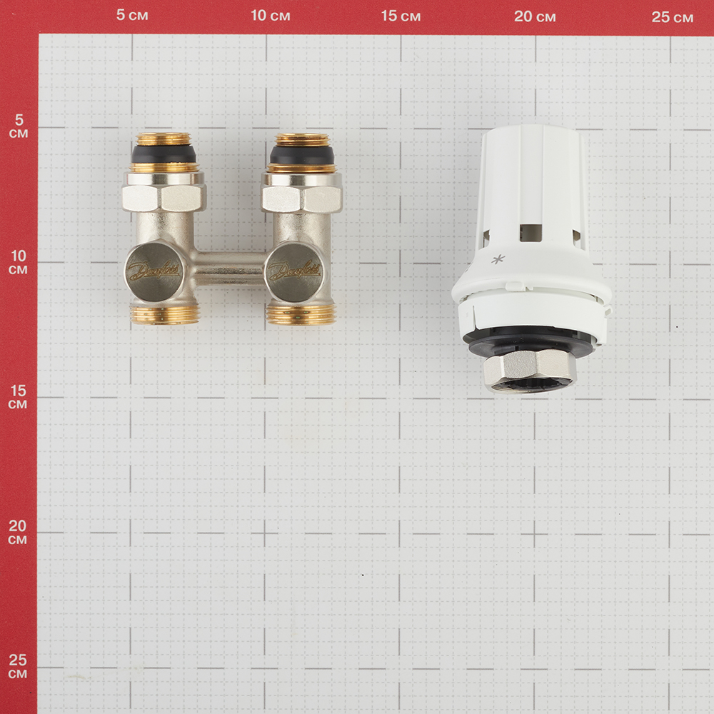 фото Узел нижнего подключения прямой danfoss (013g2239) h-образный 1/2 нр(ш) х 3/4 ek для радиатора с термоголовкой