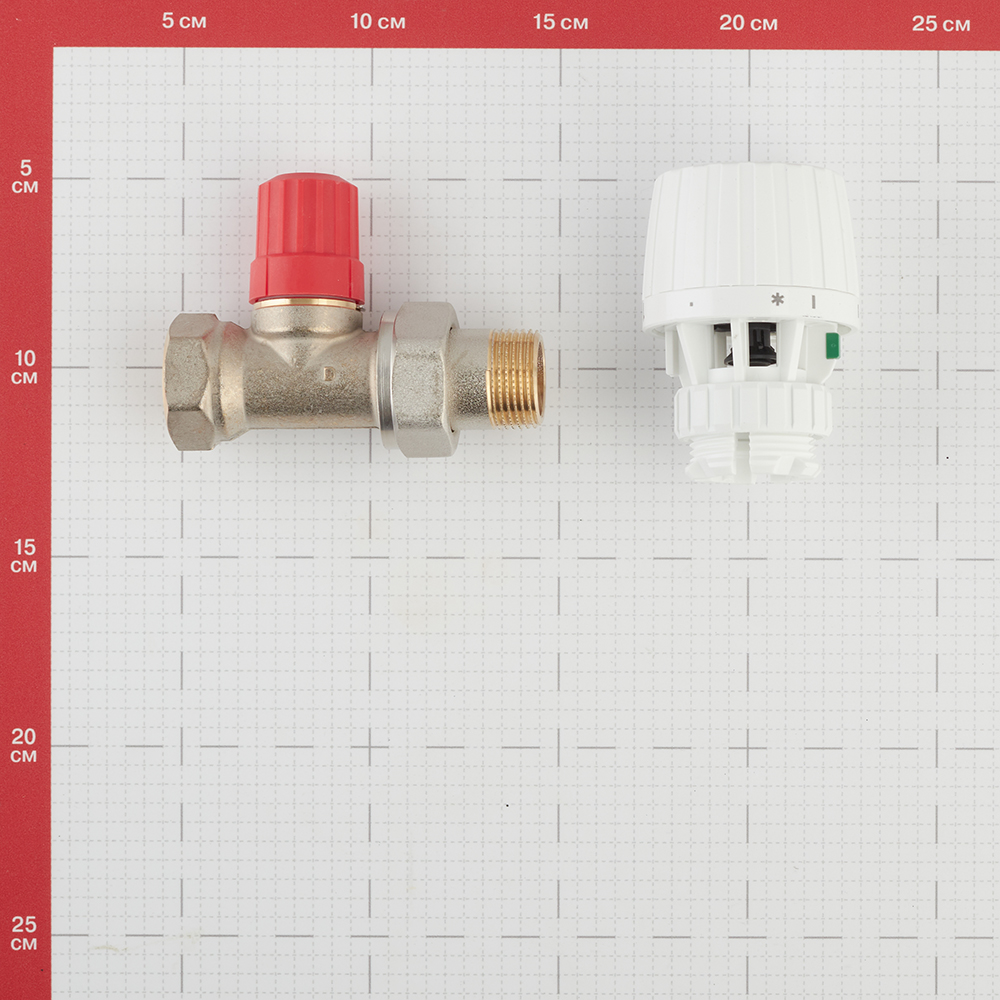 фото Клапан (вентиль) термостатический прямой danfoss (013g2236) 3/4 нр(ш) х 3/4 вр(г) для двухтрубных систем с термоголовкой комплект