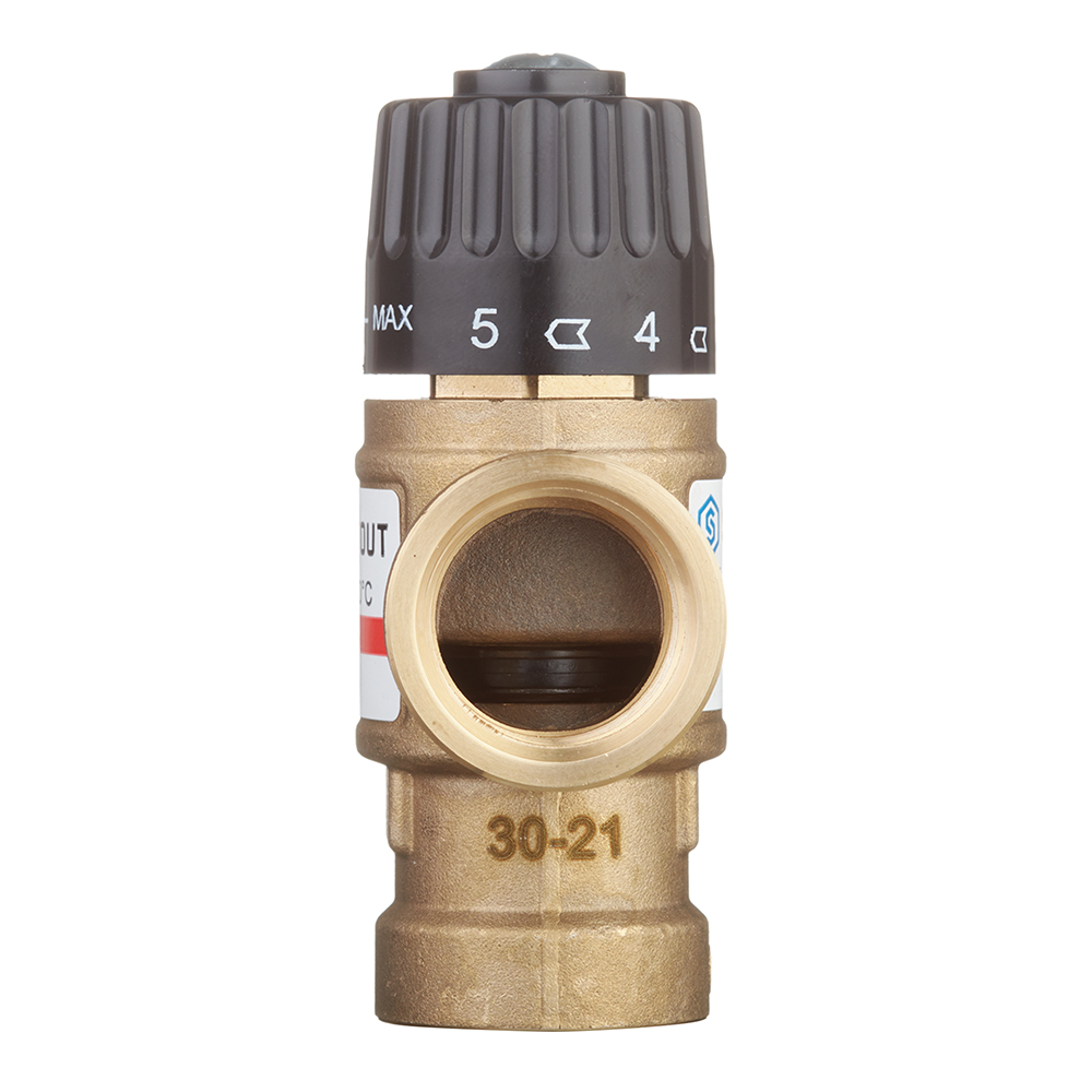 фото Клапан (вентиль) термостатический stout (svm-0110-166020) подмешивающий 3/4 вр(г) для систем отопления и гвс 35-60 °с kvs 1,6