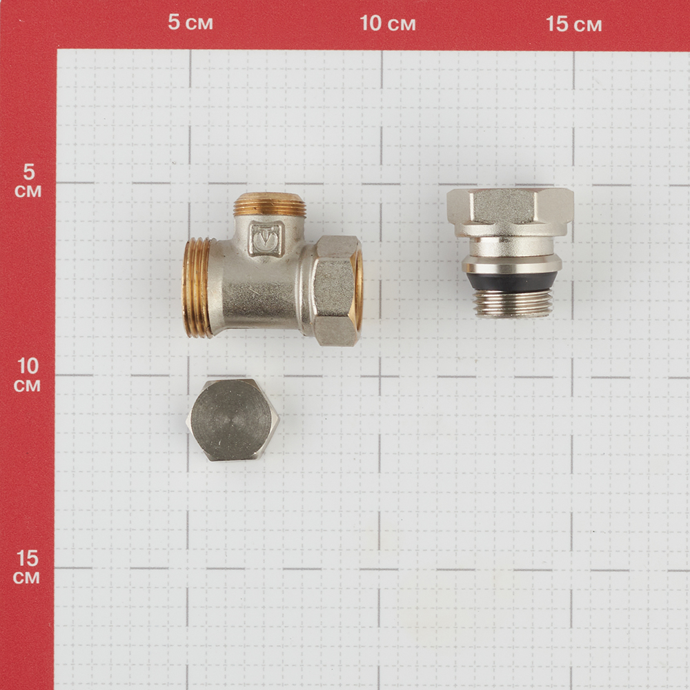 фото Клапан (вентиль) запорный прямой valtec (vt.020.nr.04) 1/2 нр(ш) х 1/2 вр(г) для радиатора с дополнительным уплотнением