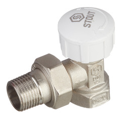 Клапан (вентиль) термостатический угловой Stout (SVT-0002-000015) 1/2 НР(ш) х 1/2 ВР(г) для радиатора никелированный