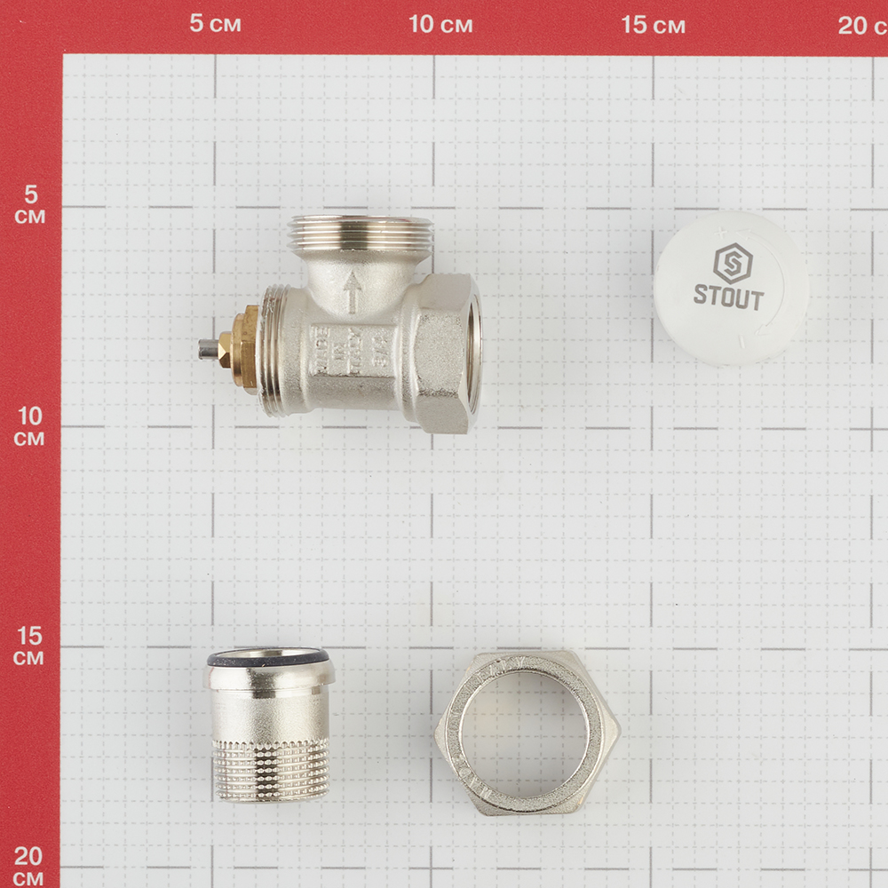 фото Клапан (вентиль) термостатический угловой stout (svt-0004-000020) 3/4 нр(ш) х 3/4 вр(г) для радиатора никелерованный