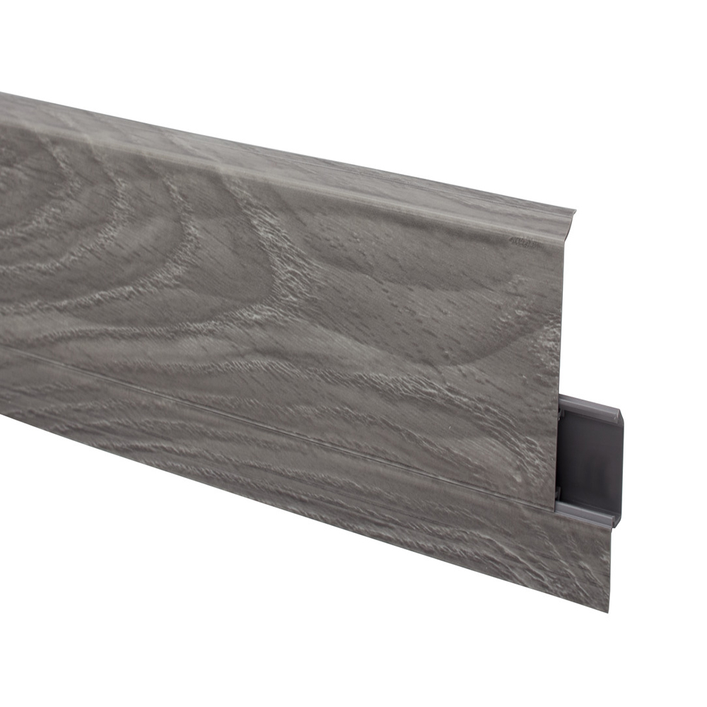 фото Плинтус пвх напольный salag ng 62 мм шато серый 2500 мм со съемной панелью г-профиль