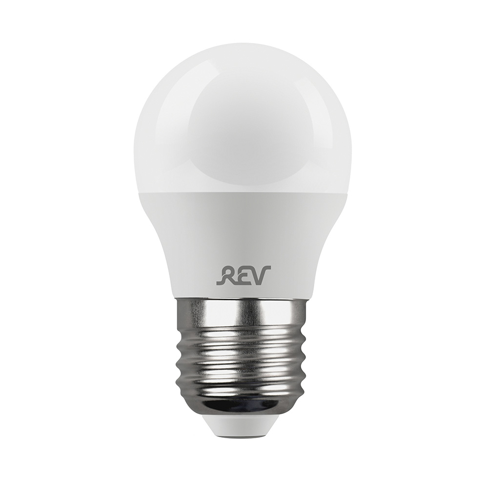 Лампа светодиодная REV 7 Вт E27 шар G45 2700К теплый белый свет 180-240 В матовая лампа светодиодная rev 5 вт е27 филаментная шар g45 2700 к теплый свет 230 в