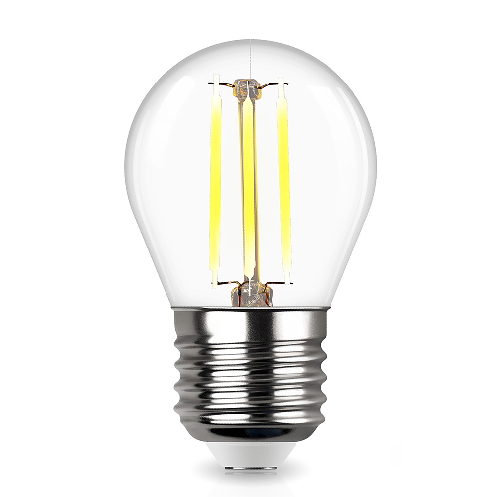 Лампа светодиодная REV 7 Вт E27 филаментная шар G45 4000К естественный белый свет 220 В прозрачная лампа светодиодная rev 5 вт е27 филаментная шар g45 2700 к теплый свет 230 в