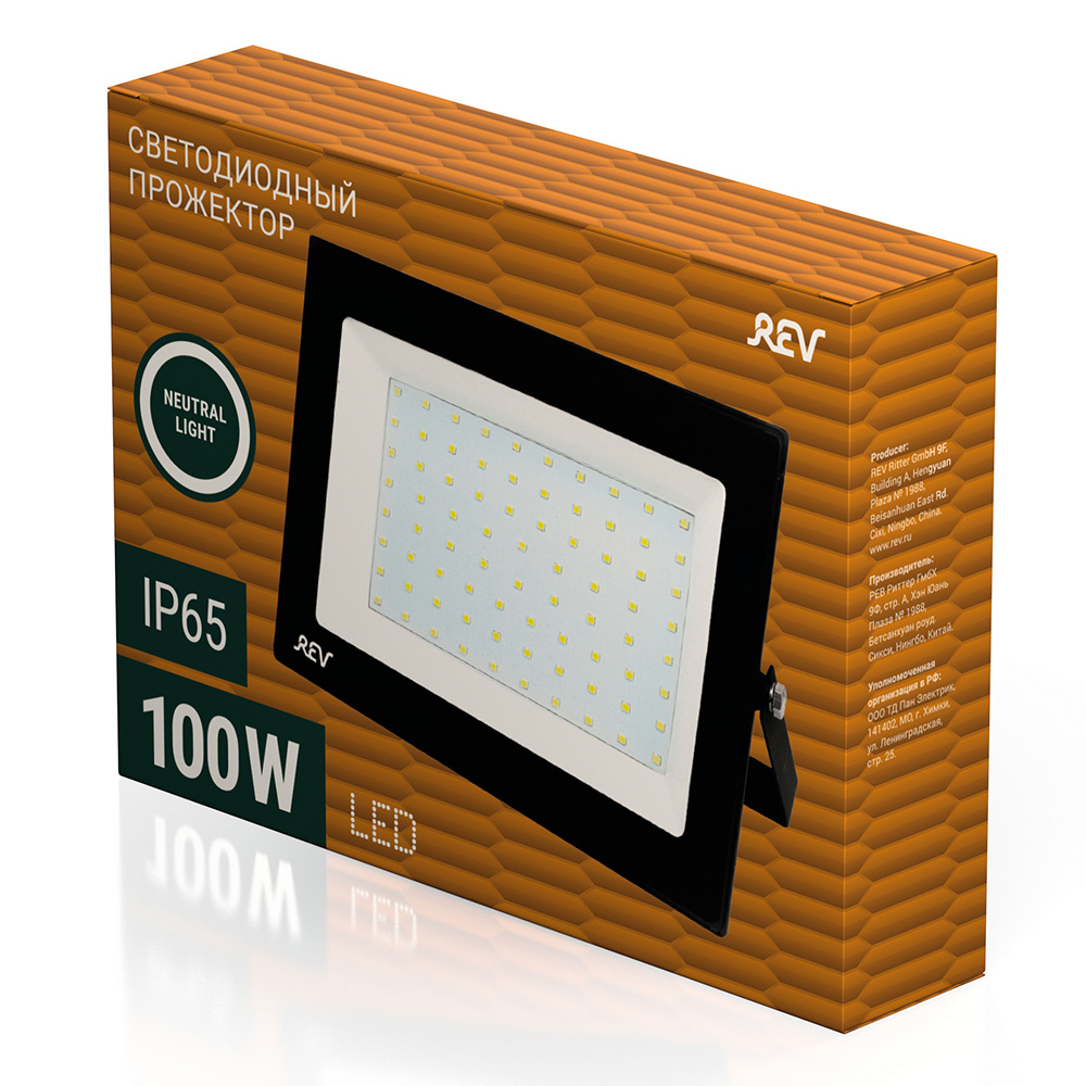 Прожектор светодиодный REV 100 Вт 220 В IP65 220х150х25 мм 4000К естественный белый свет