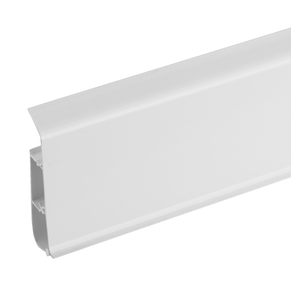 фото Плинтус пвх ideal система 80 мм белый глянцевый 2200 мм со съемной панелью