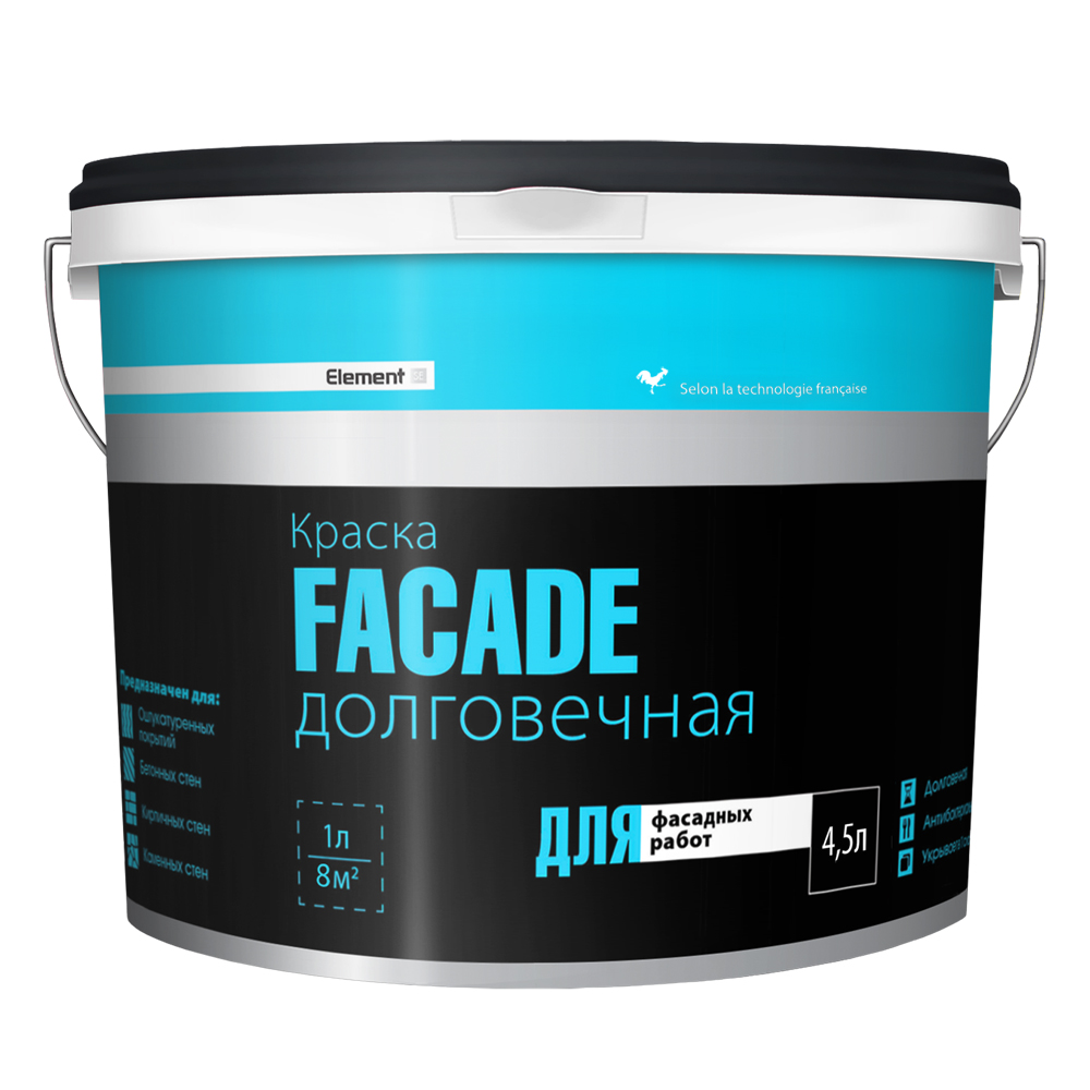 Краска латексная Element Facade для наружных работ 4,5 л — купить в ...