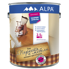 Лак алкидно-уретановый Alpa для паркета и мебели глянцевый 2,5 л