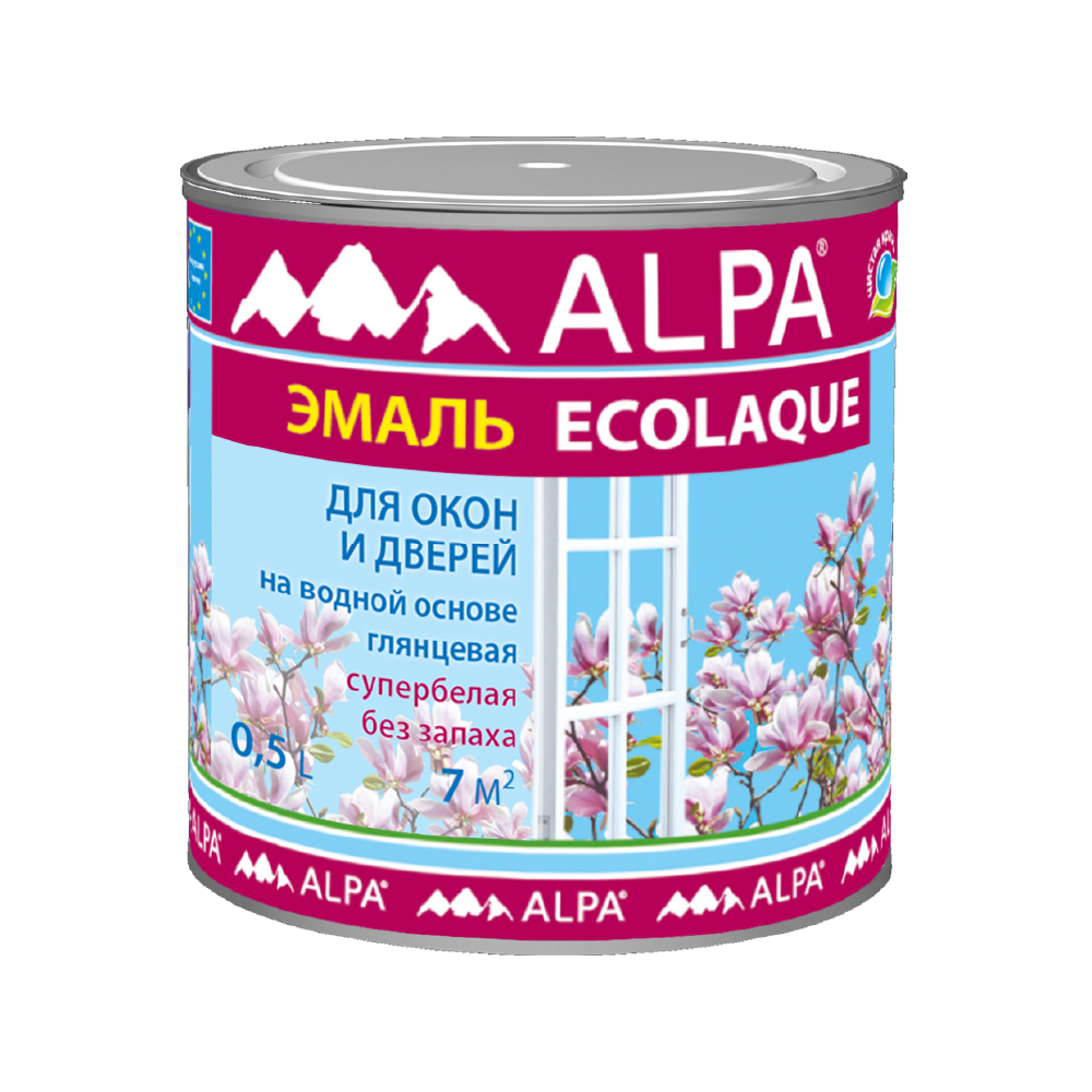 Эмаль на водной основе Alpa Ecolaque для окон и дверей 0,5 л — купить в ...
