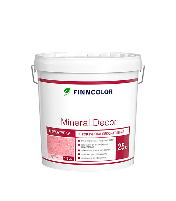 Штукатурка декоративная структурная Finncolor Mineral Decor шуба белая 1,5 мм 25 кг штукатурка декоративная knauf диамант шуба 1 5 мм 25 кг