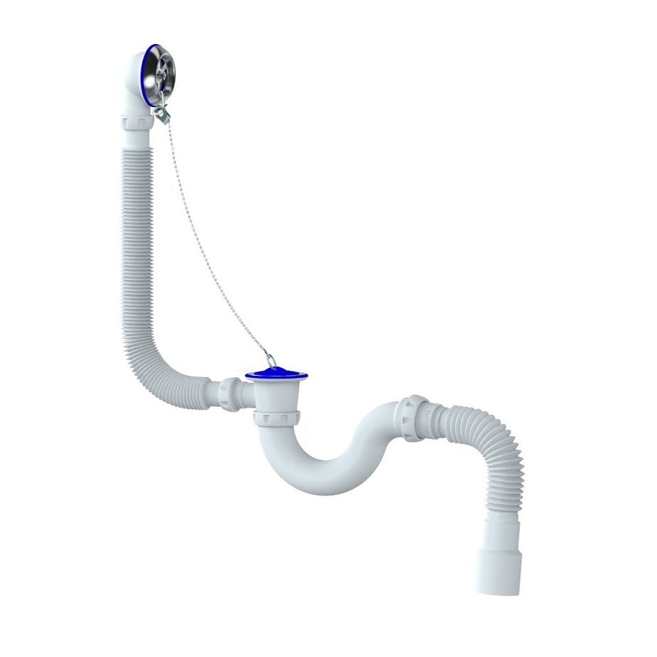 Сифон для ванны Unicorn прямоточный 1 1/2х40 с выпуском и переливом ...