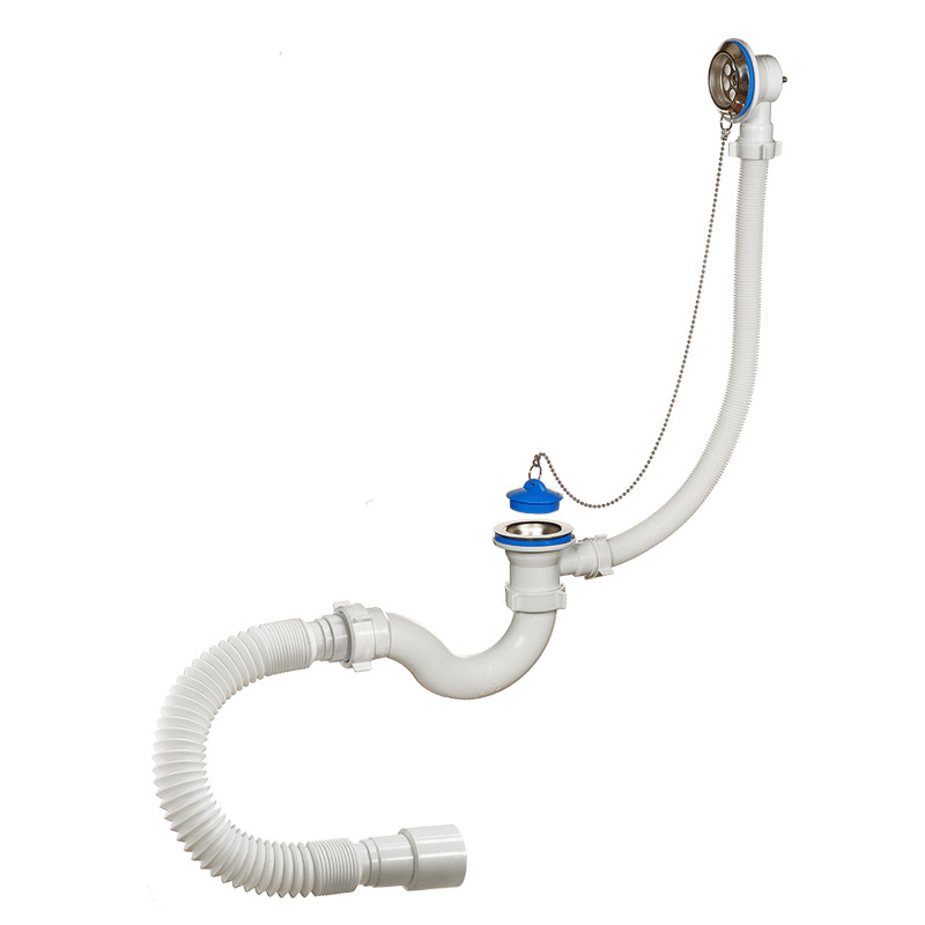 Сифон для ванны Орио 1 1/2 х 40 мм с переливом и гибкой трубой 40/50 мм ...