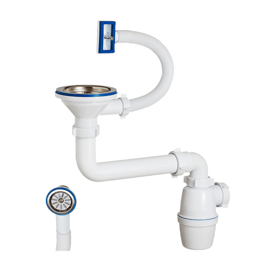 Сифон бутылочный Орио 3 1/2 х 40 мм с переливом и смещенным сливом ...