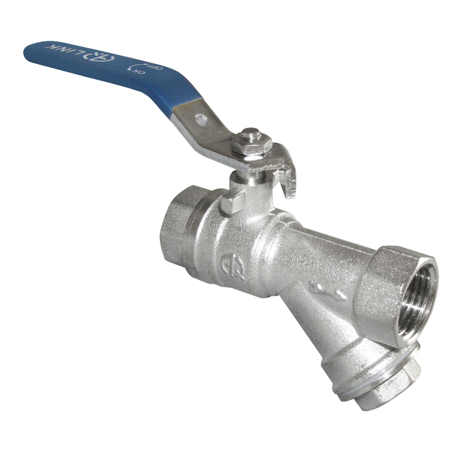 Кран шаровой латунный MPF 1/2 ВР(г) х 1/2 ВР(г) ручка с фильтром прямой ...