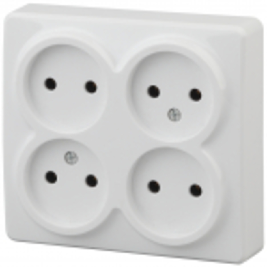 11-2210-01 ЭРА Розетка 4х2P, 16A-250В, IP20, ОУ, Эра Эксперт, белый ...