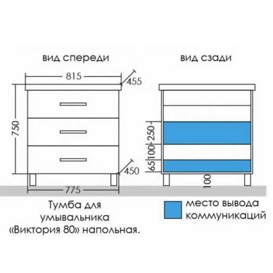 Умывальник виктория 100 с тумбой