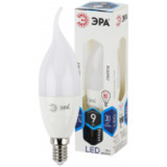 Лампа светодиодная ЭРА 9 Вт E14 свеча на ветру нейтральный свет