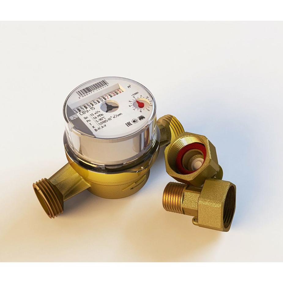 Счетчик воды универсальный \"METER\" Ду 15 мм (со штуцерами) — купить в ...