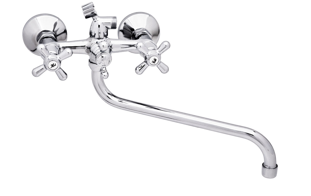 Смеситель ОПТИМА ванна маховик крест, перекл. шаров, OB2504 (Габариты ...