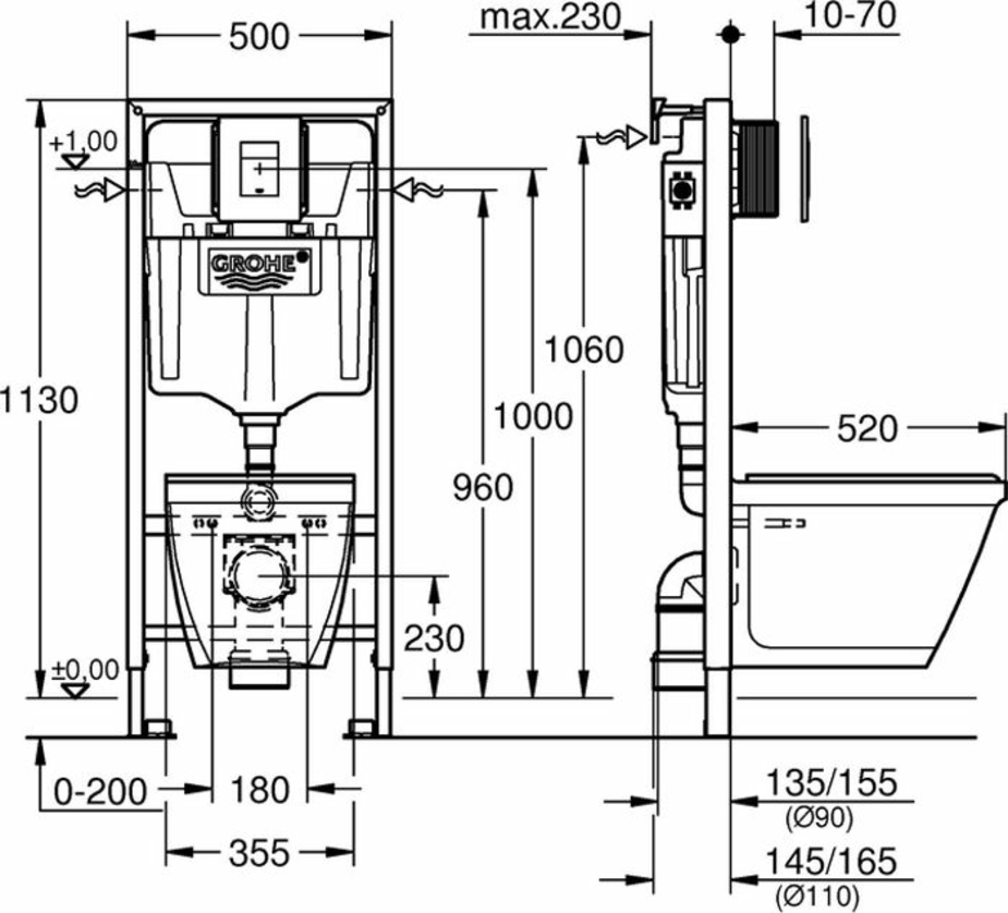 Инсталляция ГРОЭ Solido 4 в 1: инсталляция, унитаз, сиденье скрышкой ...