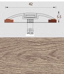 Порог стыкоперекрывающий с монтажным каналом ГК Идеал 42х900 мм дуб мокко