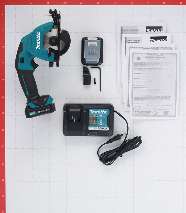 фото Пила дисковая аккумуляторная makita hs301dwae 10,8в 2х2ач li-ion 85 мм