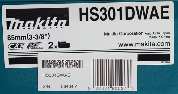 фото Пила дисковая аккумуляторная makita hs301dwae 10,8в 2х2ач li-ion 85 мм