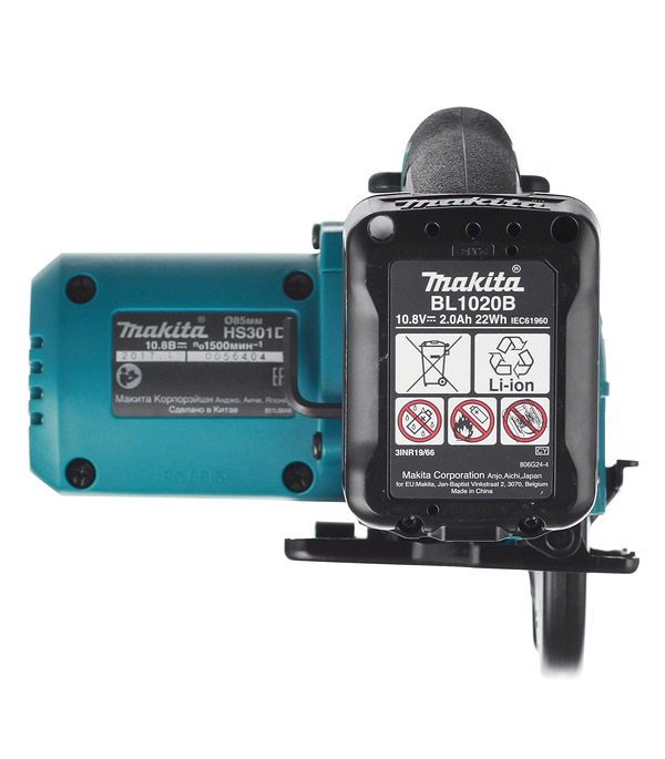 фото Пила дисковая аккумуляторная makita hs301dwae 10,8в 2х2ач li-ion 85 мм