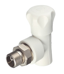 Клапан полипропиленовый VALTEC (VTp.718.V.02505) 25 мм х 3/4 НР(ш) для радиатора с американкой угловой