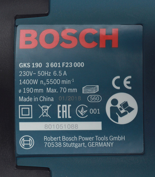 фото Пила дисковая электрическая bosch gks 190 (601623000) 1400 вт 190 мм