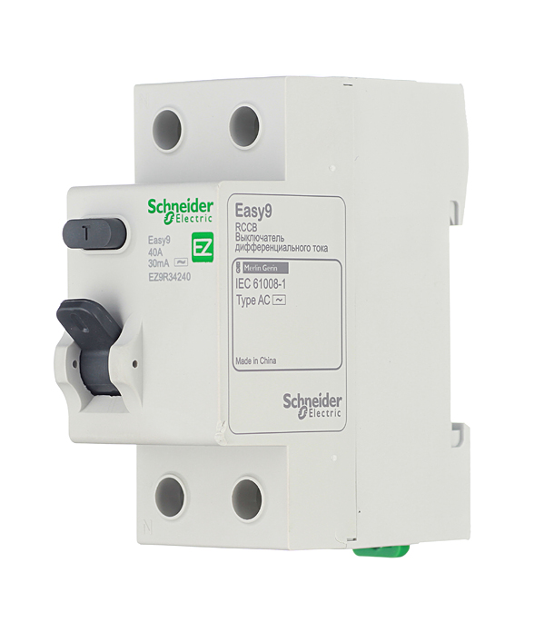 фото Узо schneider electric easy9 (ez9r34240) 40а 30 ма 2p тип ac 4,5 ка