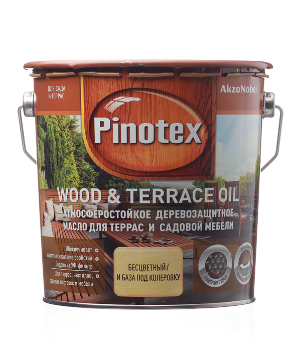 фото Масло pinotex wood&terrace oil для террас бесцветное 2,7 л
